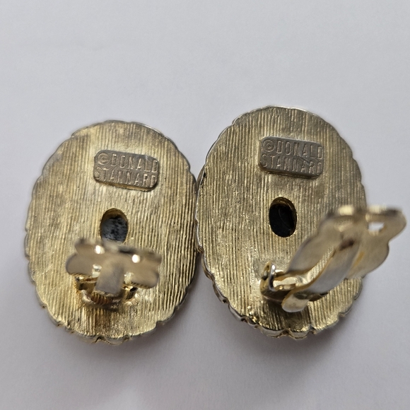 RARE FIND Vintage Statement Donald Stannard clip on earrings Art Deco style - Picture 3 of 8